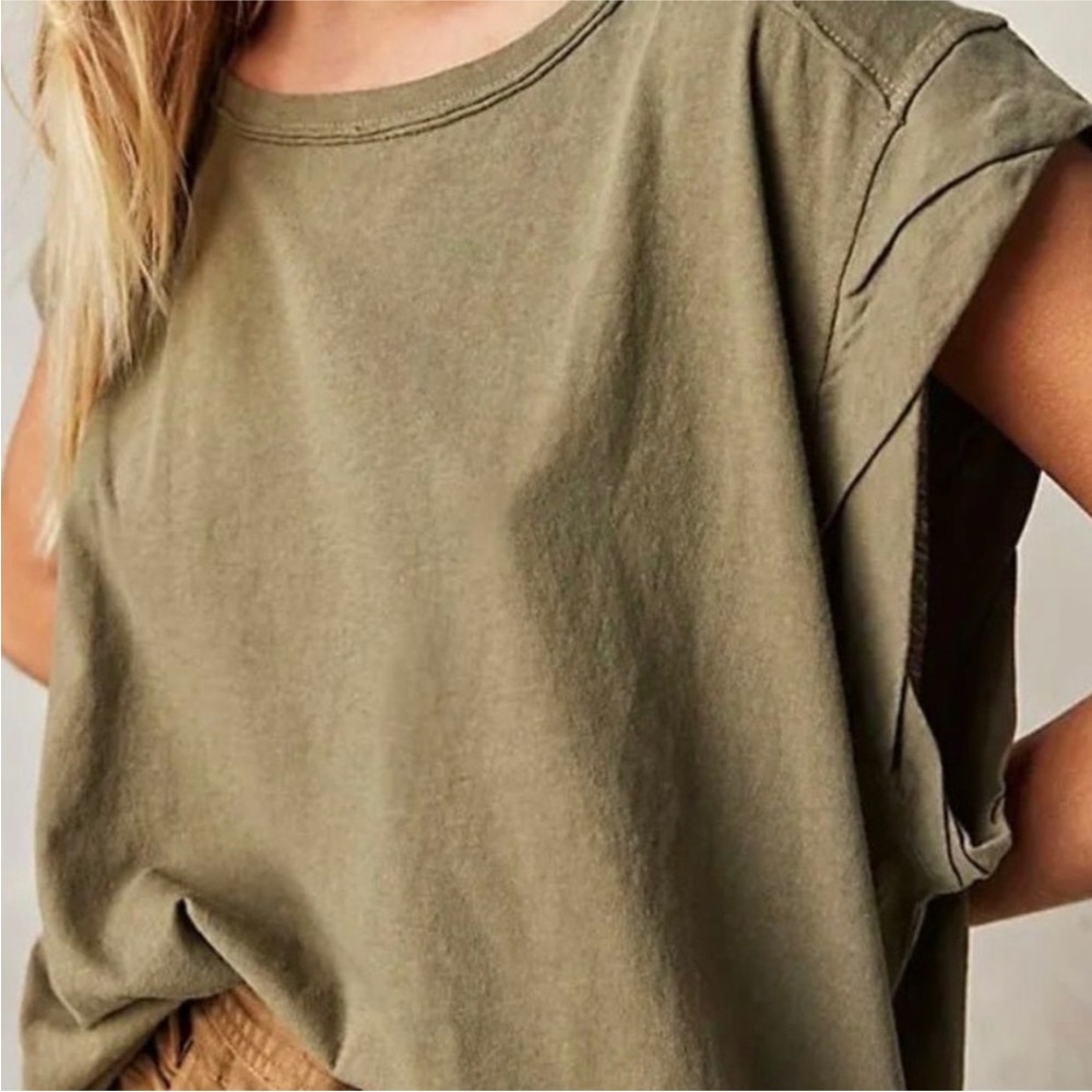 We The Free People Naomi Tee Top Olive Green Medium